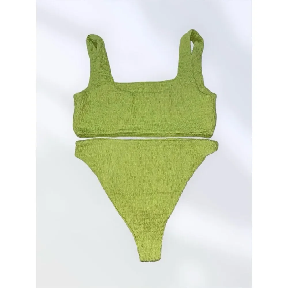 NAKED WARDROBE Bikini NWT Lime Green Size XL